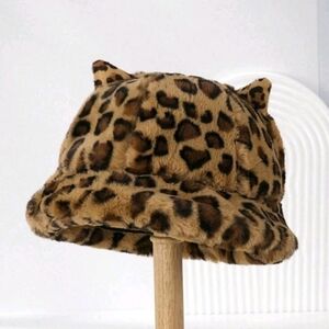 Animal Print Faux Fur Winter Hat.
